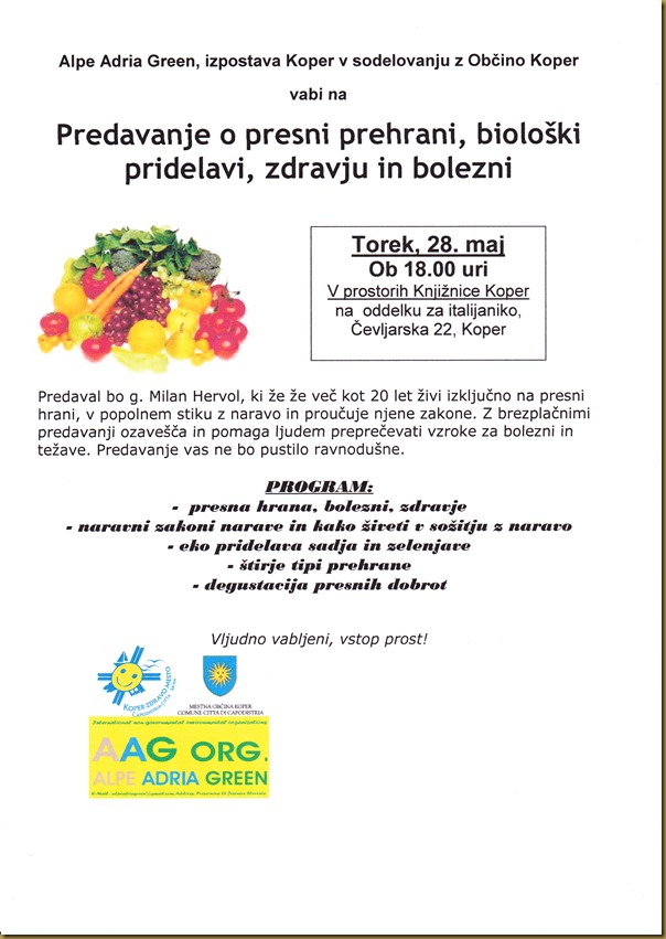 Predavanje o presni prehrani