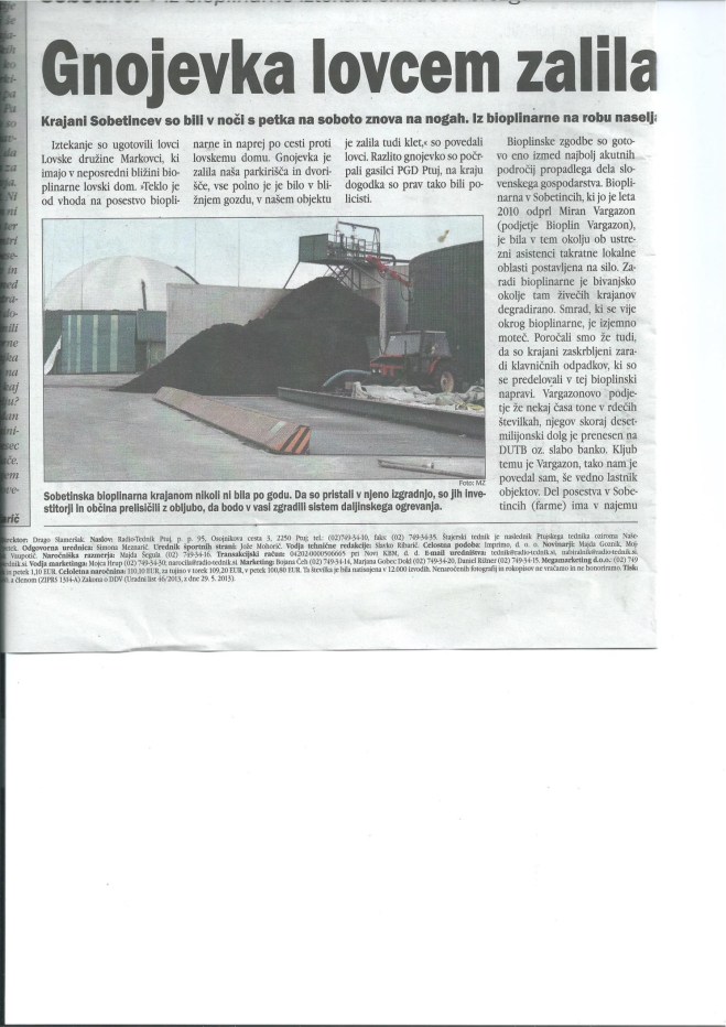 Bioplinarna Vargazon - izlitje