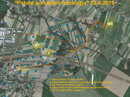 Pohod po sledeh frackinga ZEMLJEVID