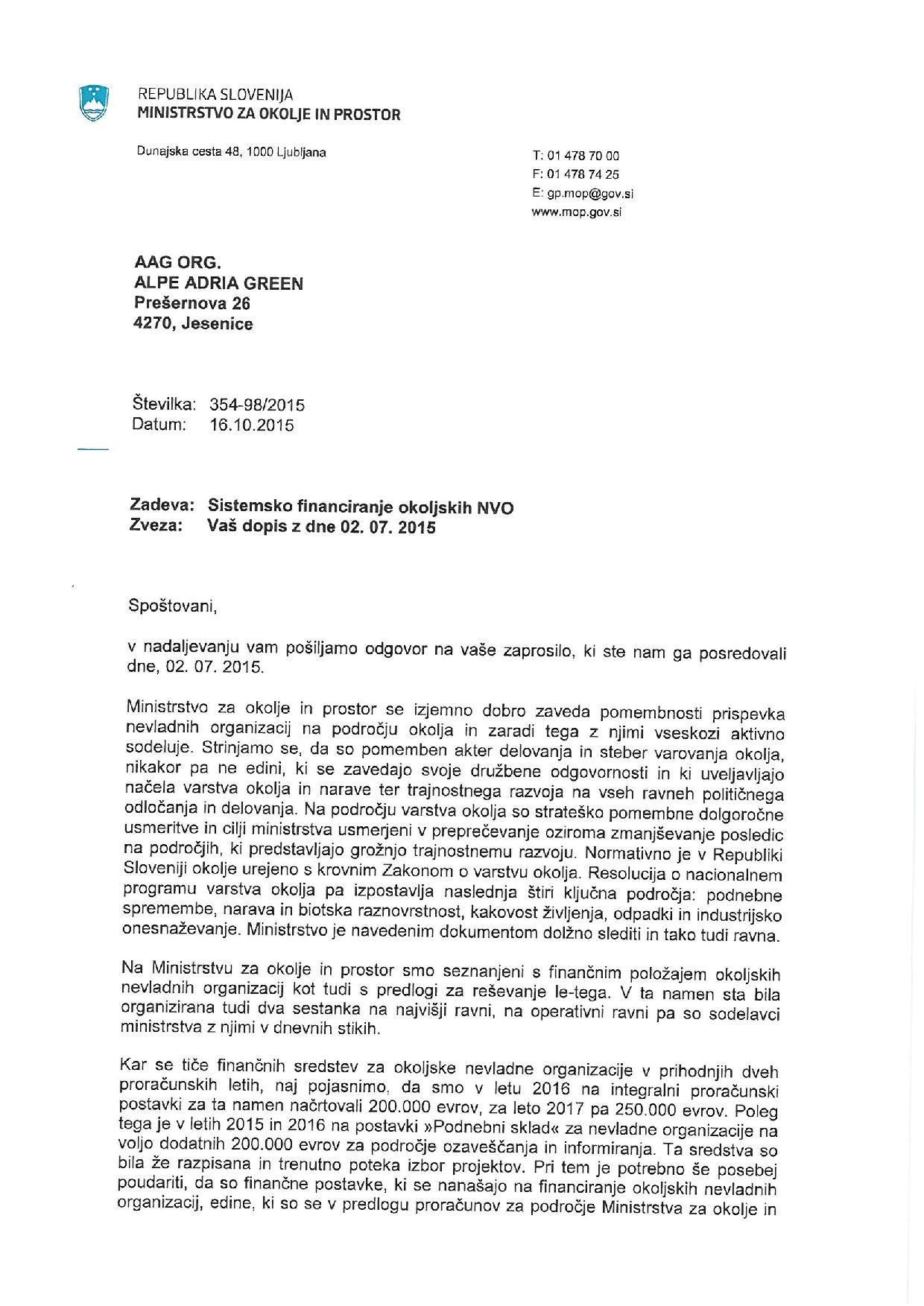 Odgovor ministrice - financiranje NVO-page-001