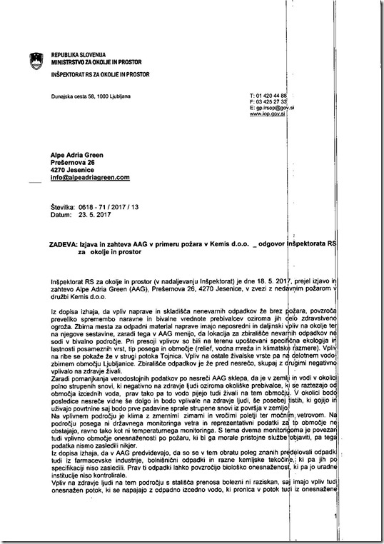 odgovor Inšpektorata RS za   okolje in prostor (1)