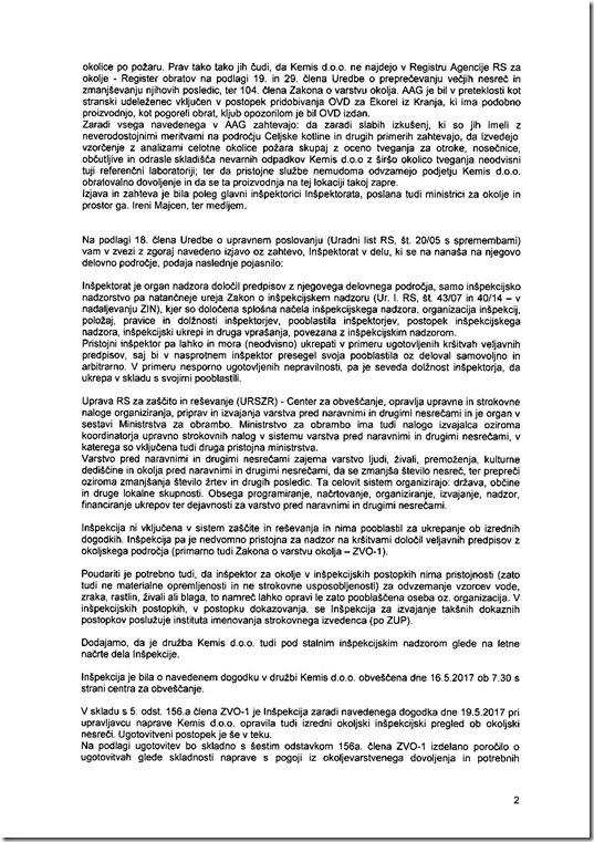 odgovor Inšpektorata RS za   okolje in prostor 2