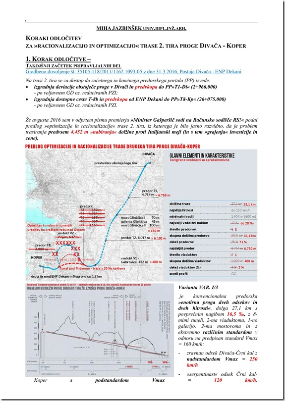 Koraki racionalizacije in optimizacije trase 2. tira glavne proge E69 na odseku Divača – Koper1-1