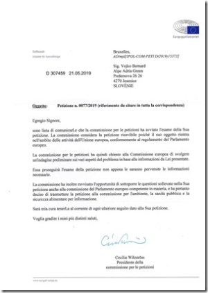 ODGOVOR EU PARLAMENTA - ODBOR ZA PETICIJE &Aring;&frac12;EL. &Aring;&frac12;AVLJE