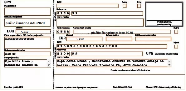 položnica članarina AAG