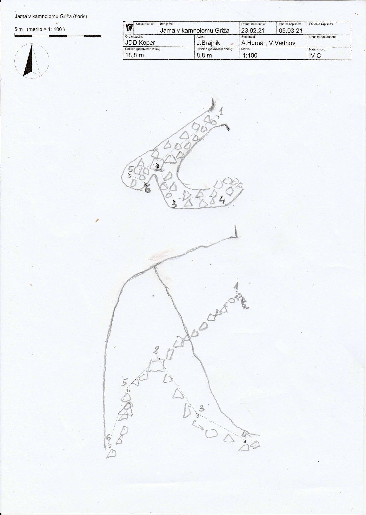 Griža jama - načrt